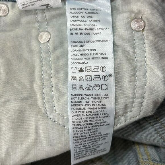 Levi's Women's 27 Low Pro Straight Jeans Blue Distressed Ripped Knees Mid Rise - Picture 9 of 11